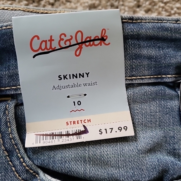 Cat & Jack Girls Sz 10 Medium Wash Skinny Jean Adjustable Waist Stretch NWT - Picture 2 of 9